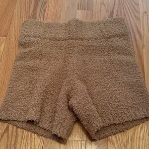 Skims Cozy Brown Fuzzy Shorts